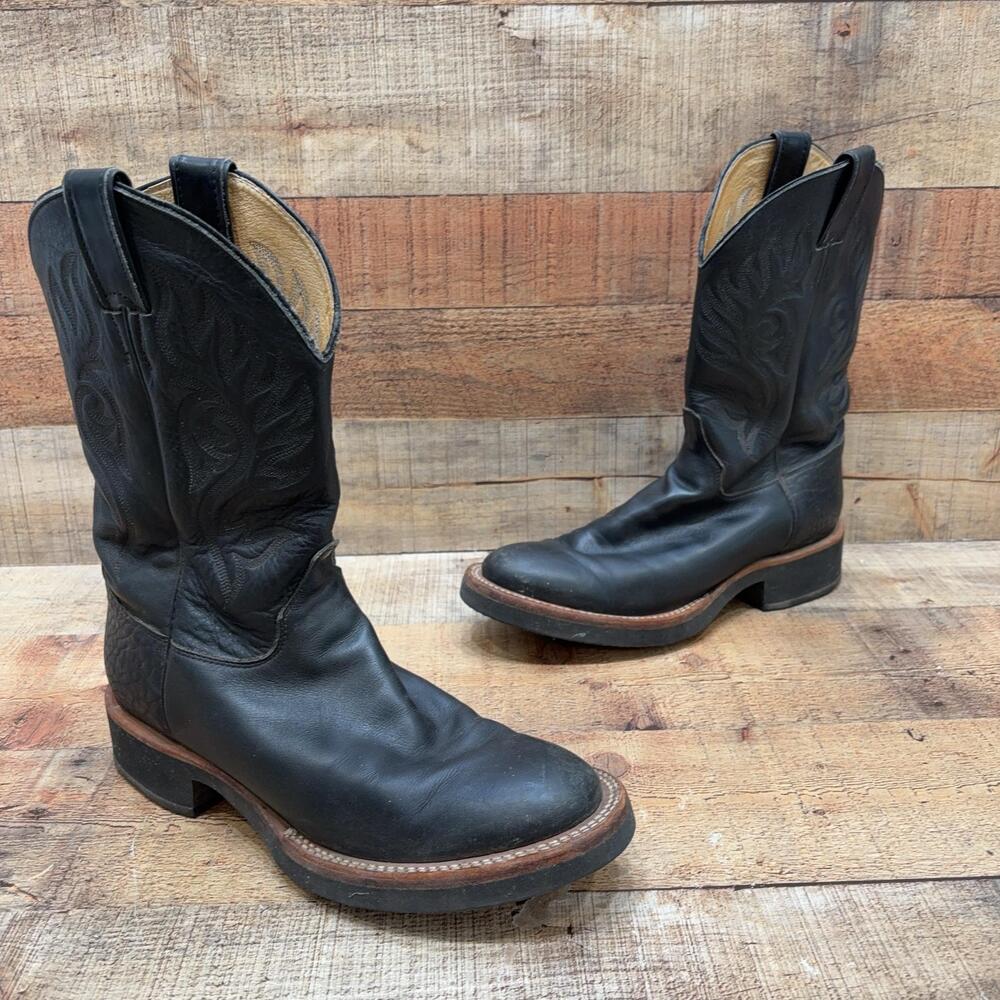 Justin Boots womens Size 10 B Black Leather Western Work Slip Resistant L5002